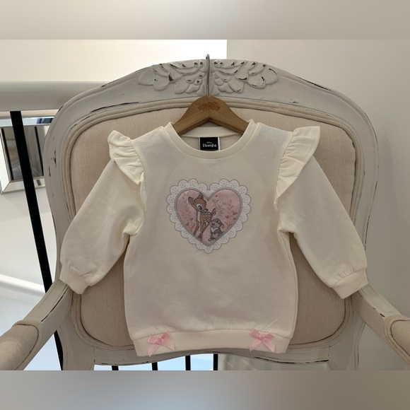 🦢 24 Mth Disney Bambi Two Piece Set With Punk Bows and Leggings NWT - Picture 2 of 7